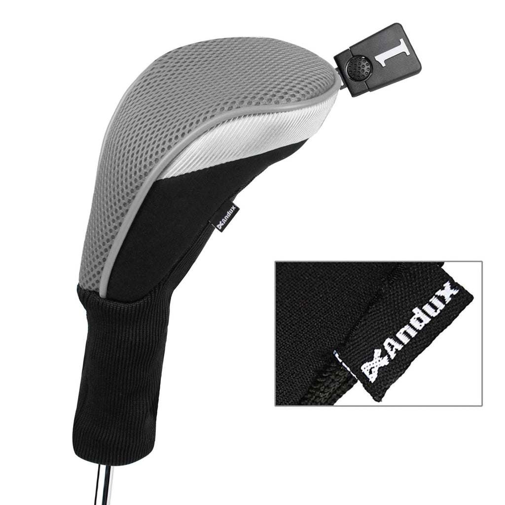 Andux Golf Club Wood Head Covers 460Cc Driver Covers Long Neck Gray