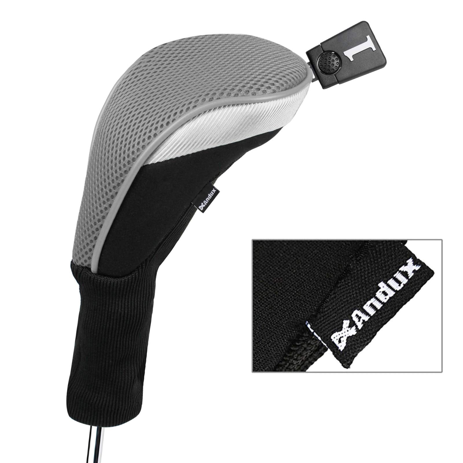 Andux Golf Club Wood Head Covers 460Cc Driver Covers Long Neck Gray