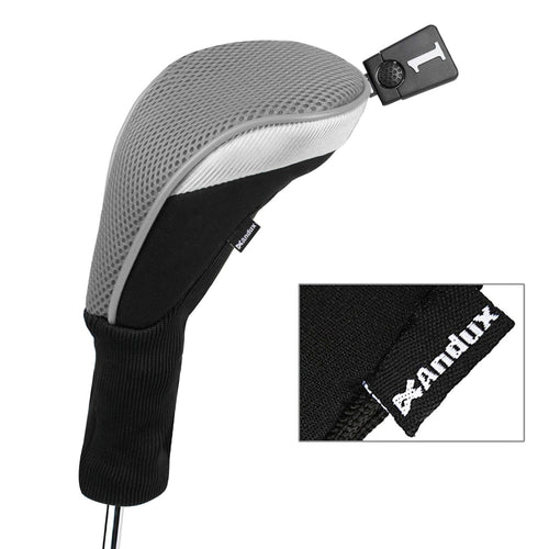 Andux Golf Club Wood Head Covers 460Cc Driver Covers Long Neck Gray