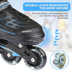 Kaqinu Adjustable Inline Skates, Outdoor Inline Skates With Full Illuminating Wheels For Women, Kids, Girls And Boys (Blue, M)
