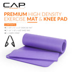 Cap High Density Exercise Yoga Mat With Strap And Knee Pad 71''X24''X1/2'' Purple