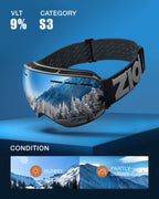 Zionor X Ski Snowboard Snow Goggles Otg Design For Men & Women With Spherical Detachable Lens Uv Protection Anti-Fog