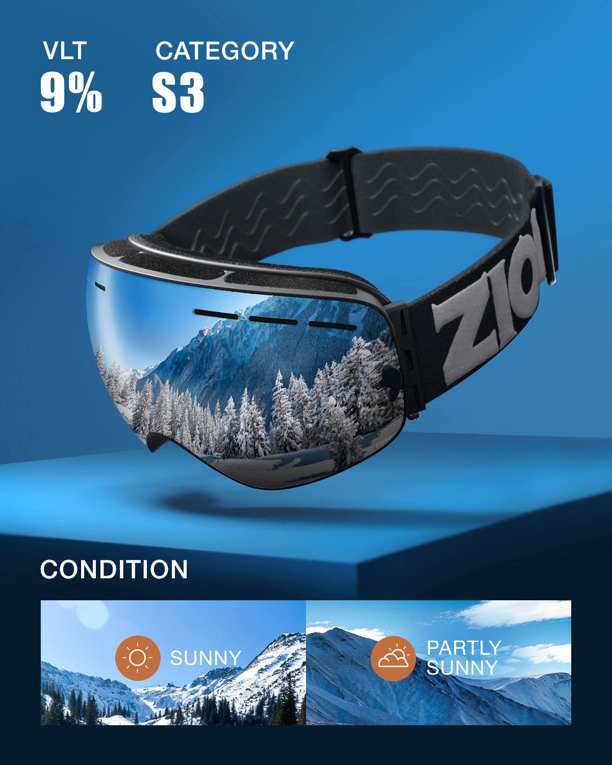 Zionor X Ski Snowboard Snow Goggles Otg Design For Men & Women With Spherical Detachable Lens Uv Protection Anti-Fog