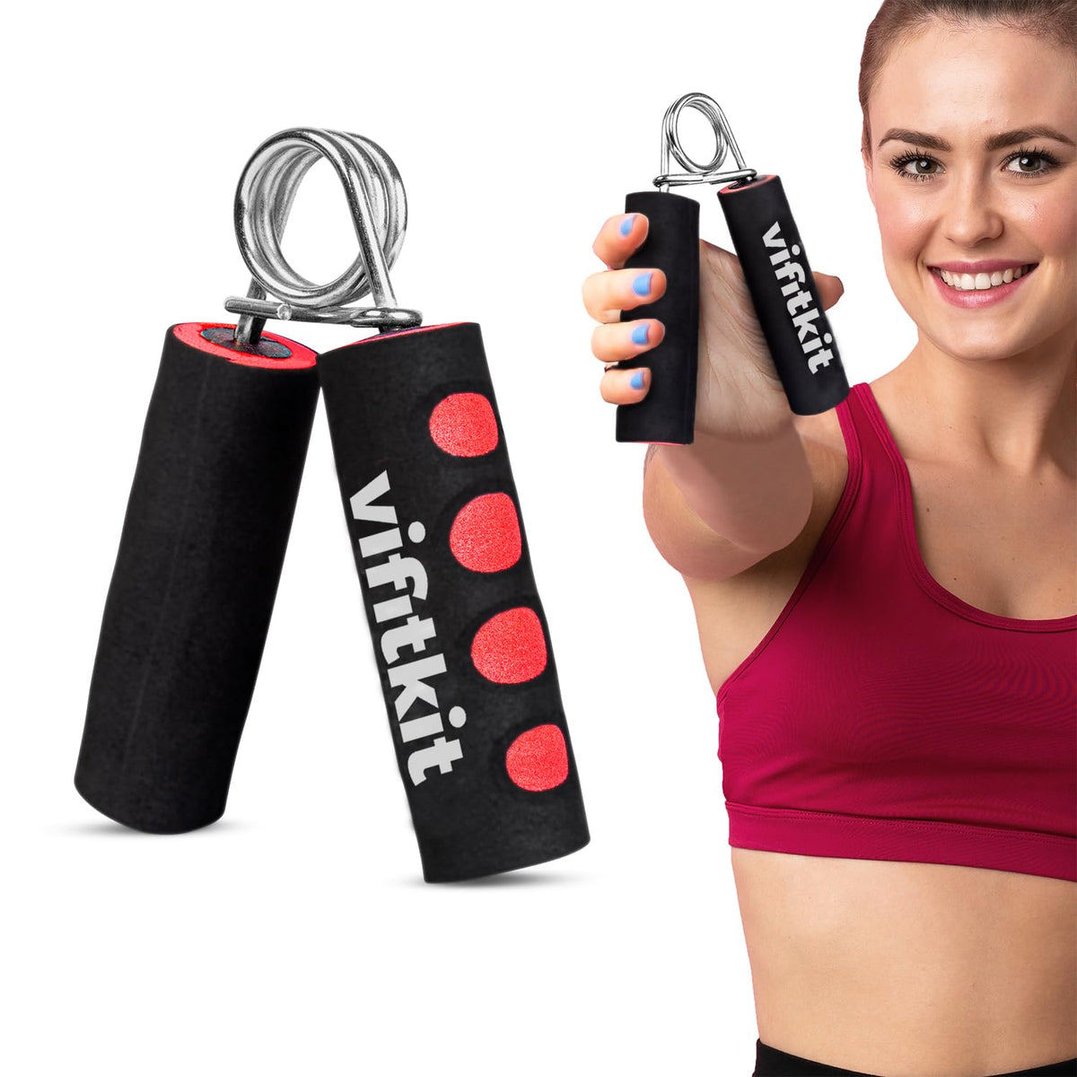 VFK by Xtrim Hand Grip Strengthener with Foam Handle, VShape Hand Gripper for Men, Hand Gripper for Women, Finger Gripper for G