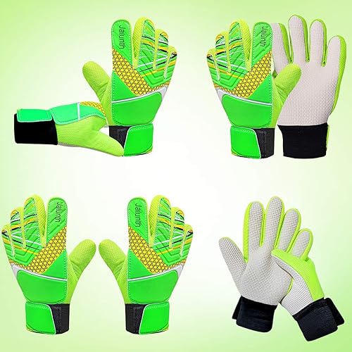 Jalunth Soccer Goalkeeper Goalie Gloves Kids Youth Goal Keeper Field Player Glove Boys Girls Ages 7-8 Years Old Anti-Slip Latex