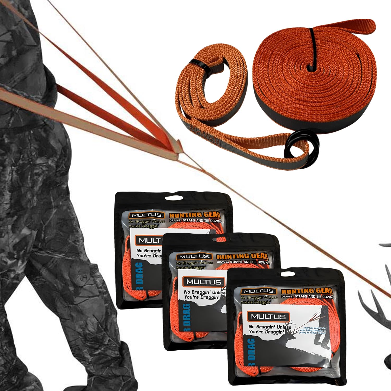 Multus Deer Drag Harness Quick And Easy To Use Hunting Gear For Deer Hunters - 3 Pack
