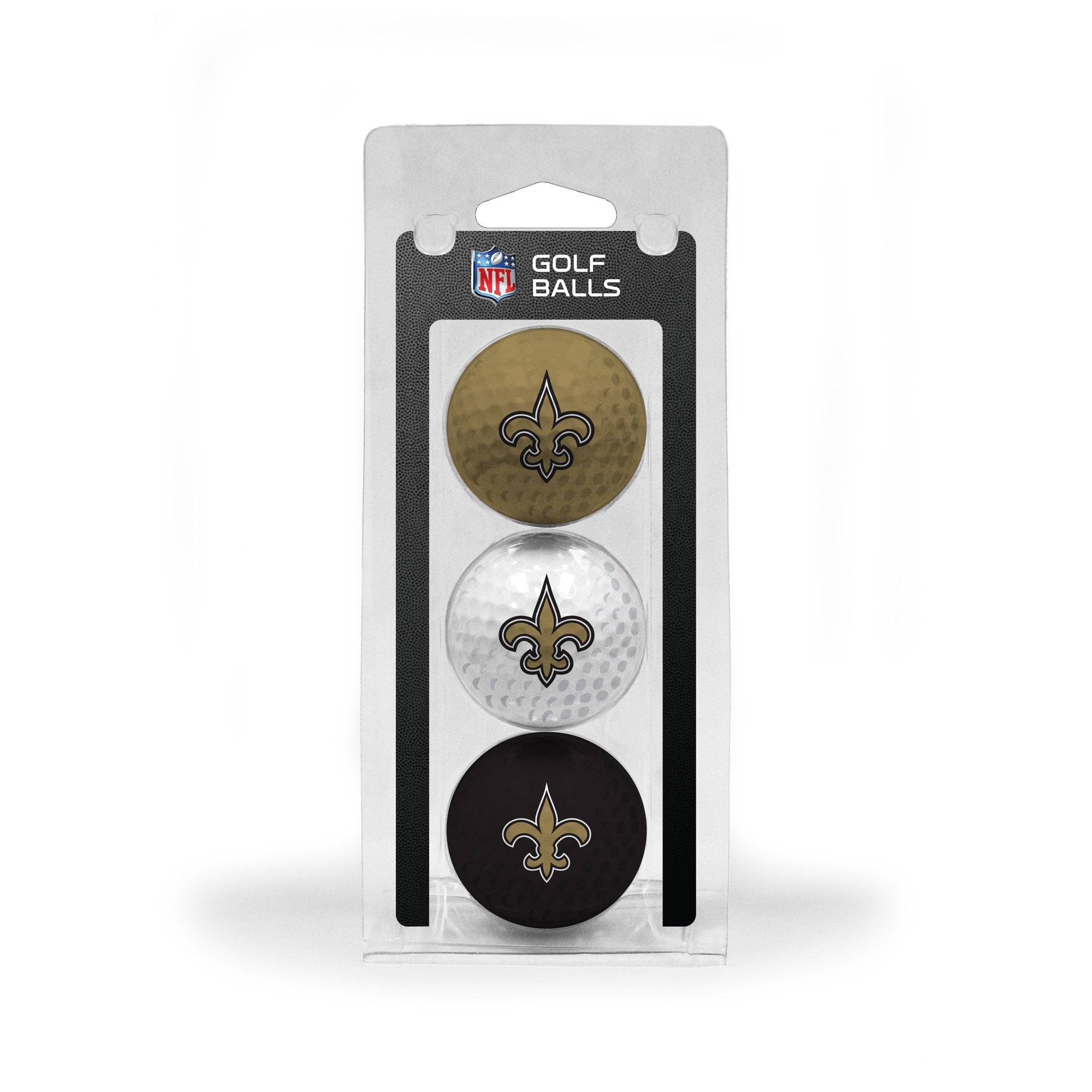 Team Golf Nfl New Orleans Saints 3 Golf Ball Pack Regulation Size Golf Balls, 3 Pack, Full Color Durable Team Imprint