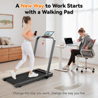 Walking Pad With Handle Bar, Foldable Treadmill Mini Under Desk Treadmill Walking Folding Treadmills For Home Small Running Pad