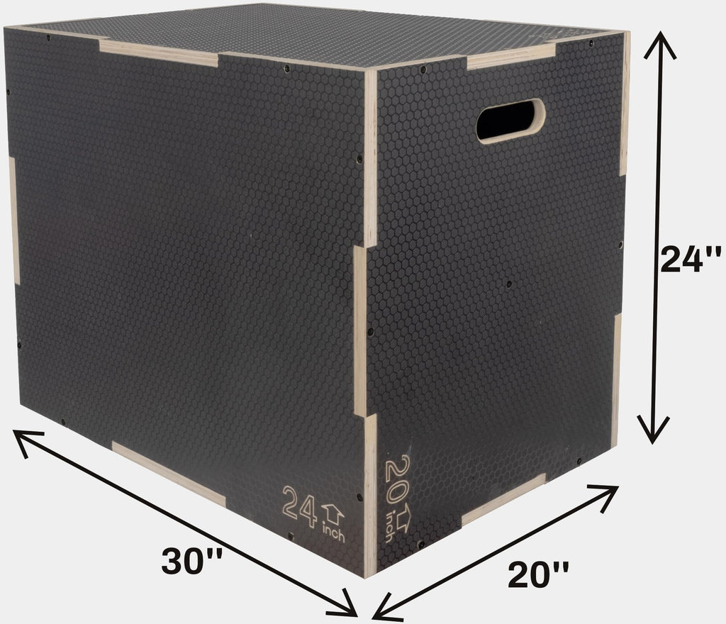 Fitvids 3 In 1 Non-Slip Wooden Plyo Box Plyometric Box Jumping Exercise, 20X24X30 Inches, Gray
