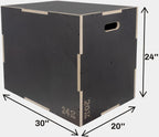 Fitvids 3 In 1 Non-Slip Wooden Plyo Box Plyometric Box Jumping Exercise, 20X24X30 Inches, Gray