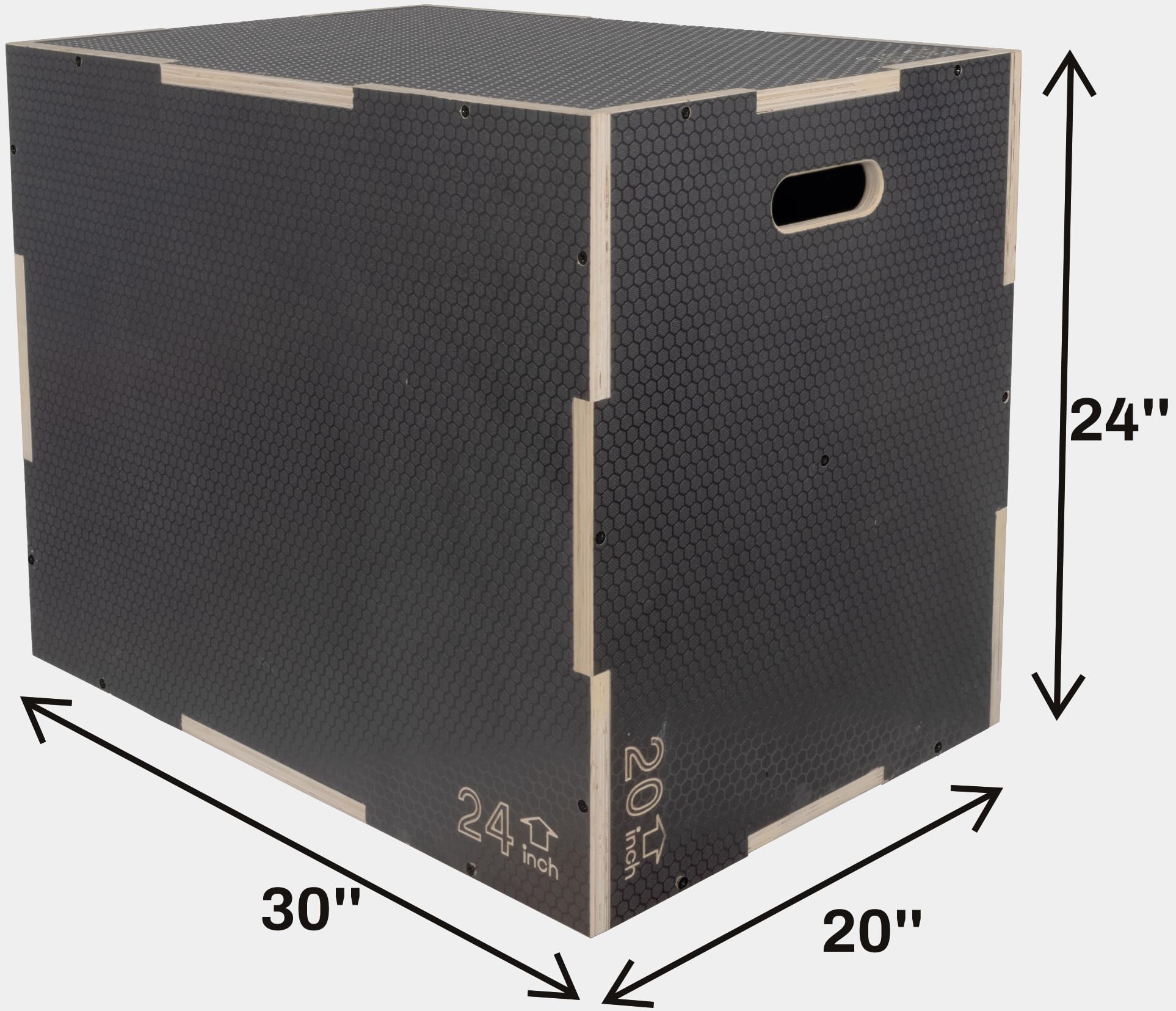 Fitvids 3 In 1 Non-Slip Wooden Plyo Box Plyometric Box Jumping Exercise, 20X24X30 Inches, Gray