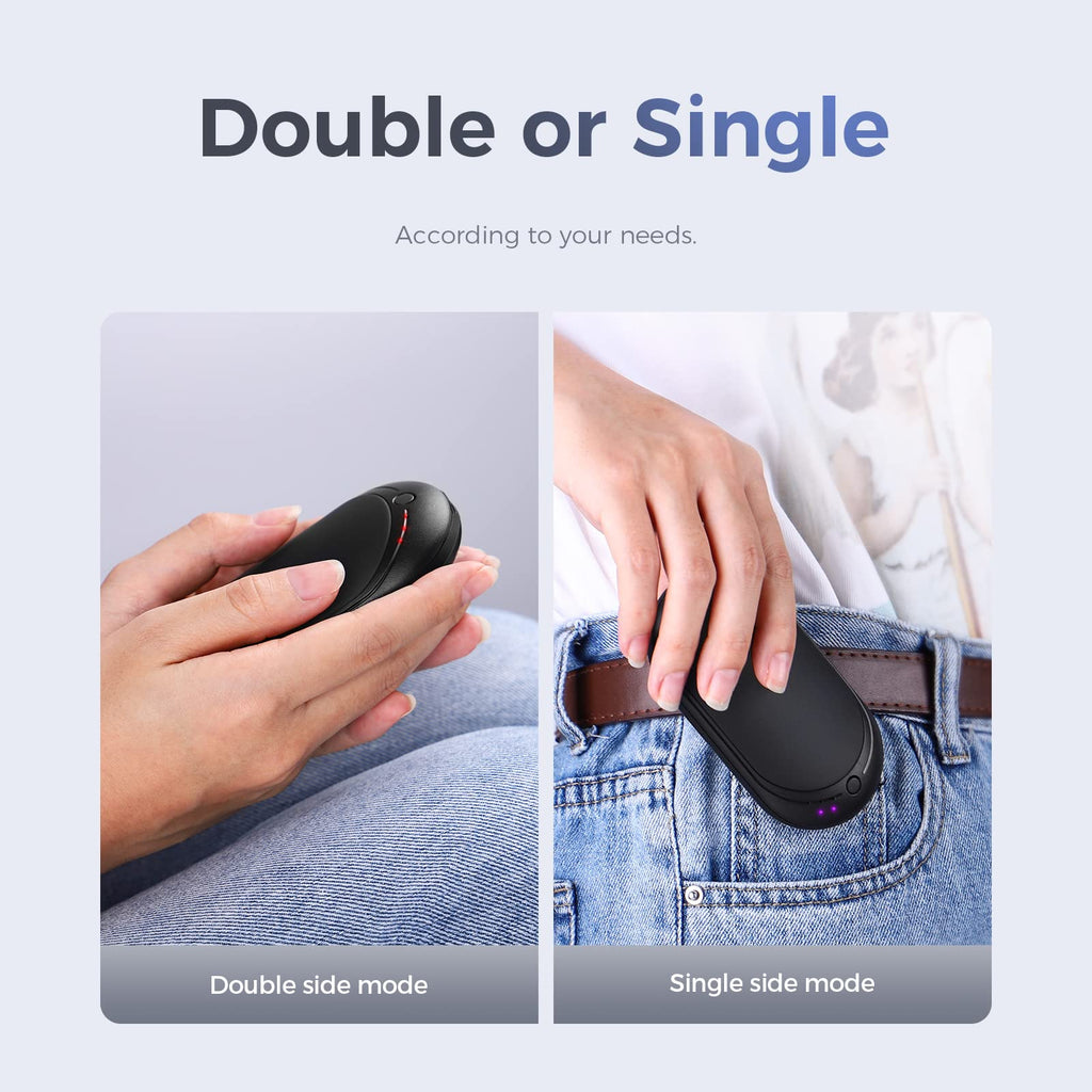 Ocoopa Hand Warmer Rechargeable, Single/Double Side Heating, 5 Levels Up To 10Hrs Heat, 5200Mah Electric Portable Pocket Heater,
