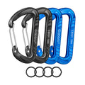 Gabbro Carabiner Clips Heavy Duty 12Kn (2697 Lbs), | 3.2 Inch, Aluminum, Wiregate Snap, Lightweight, 4 Pack | For Hammock, Hikin