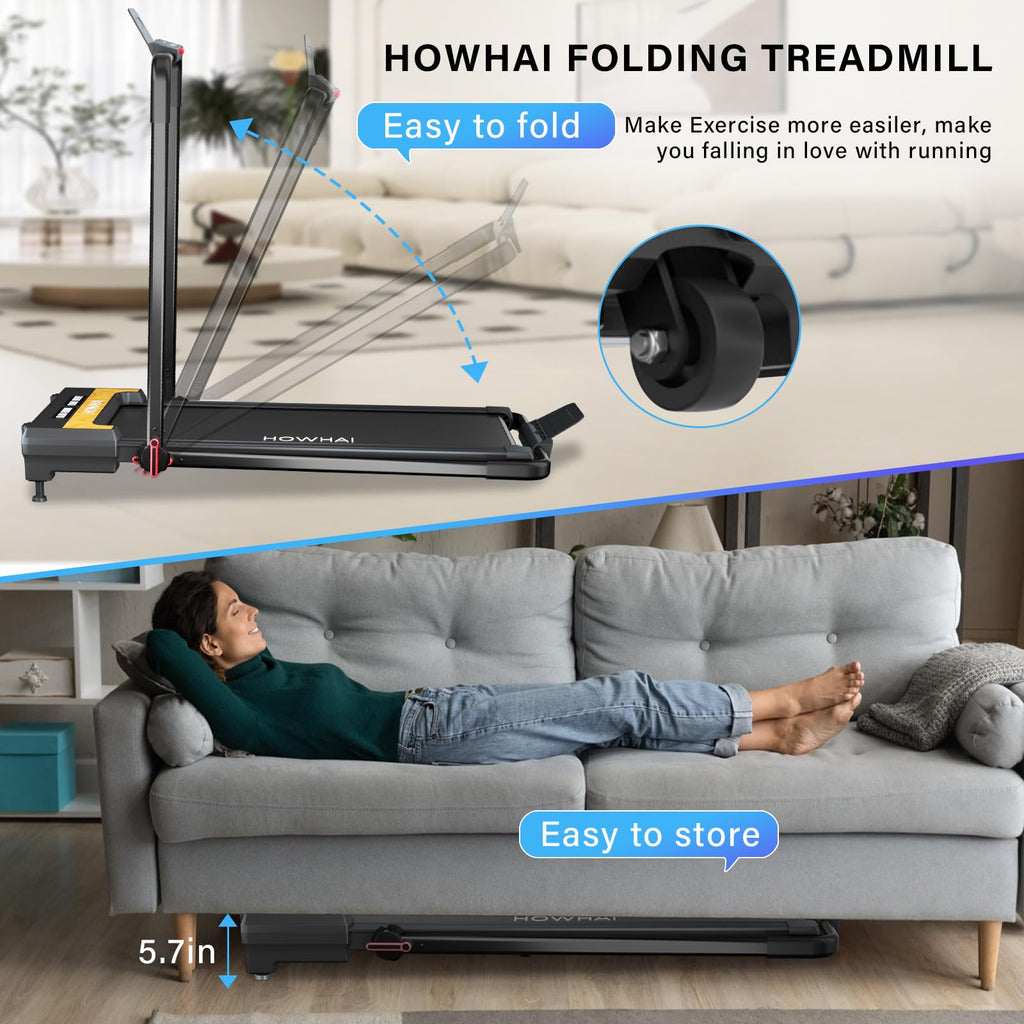 Howhai Treadmill With Auto Incline 9%, Walking Pad Treadmills For Home With 2.5Hp, Speed 7.6Mph Walking Pad With Handle Bar, Fol