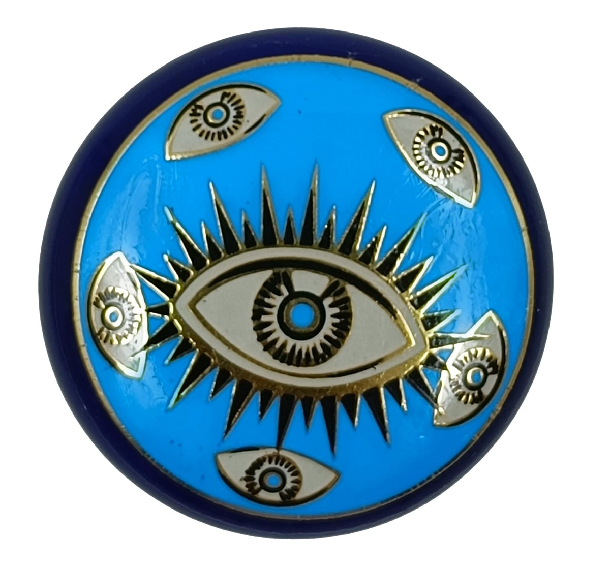 TurkCeramics Turkish Evil Eye Glass Fridge Magnet Handmade Nazar Boncuk Decorative Magnet Blue Round Glass Protective Lucky Ch