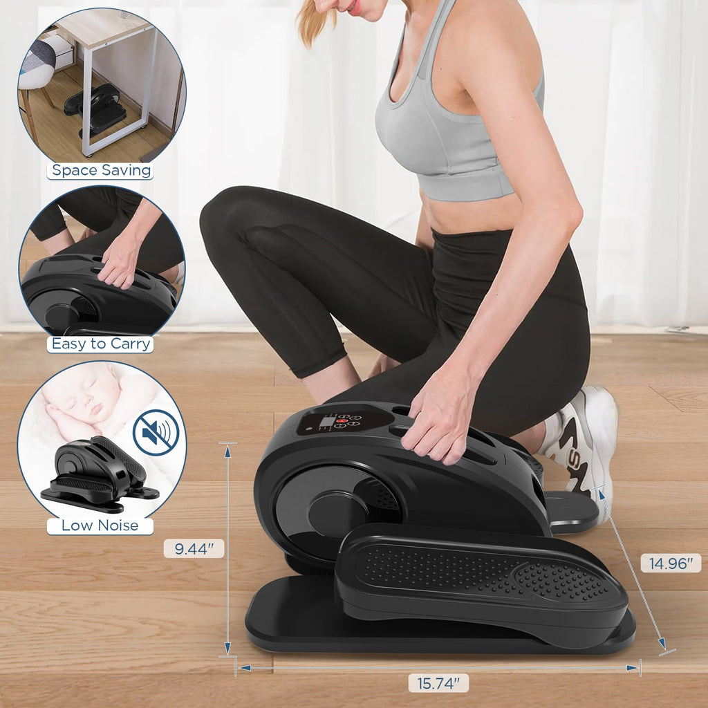 Under Desk Elliptical, Electric Seated Pedal Exerciser Quiet Compact Mini Elliptical Trainer With Display Monitor And Remote Con
