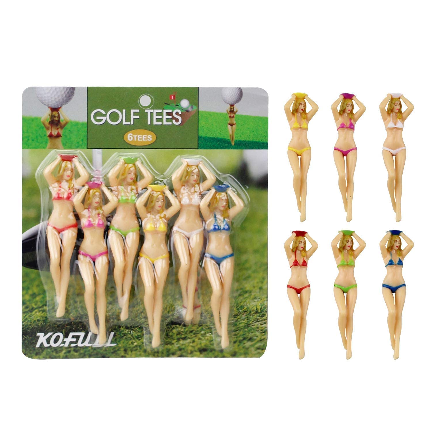 Kofull Colored Golf Tees, Golf Tee, 3 Inch Plastic Tee, Golf Practice Novelty Tees, White Elephant Stocking Stuffer Gifts For Hi