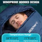 Redcamp Ultra Lightweight Mummy Sleeping Bag For Backpacking, Hiking And Camping, Comfort For Adults Warm Weather, Hooded With C