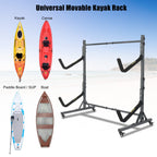 Bonnlo Kayak Stand Freestanding, Storage Rack for Two-Kayak, Canoe, Boat, Paddle Board, SUP, Surfboard for Indoor Outdoor Garage
