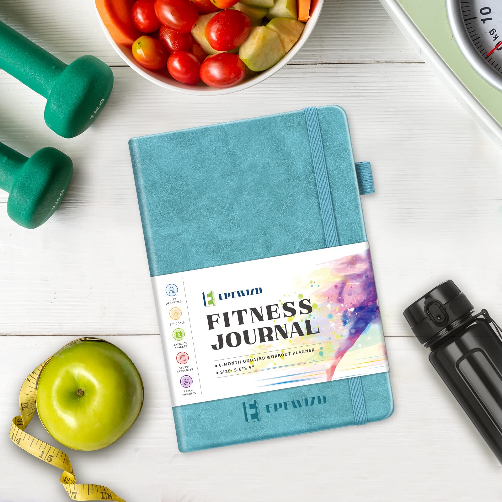 Epewizd Fitness Journal Hardcover Workout Planner 6- Month Undated Workout Log Book Home Gym Accessories For Women And Man-Sierr