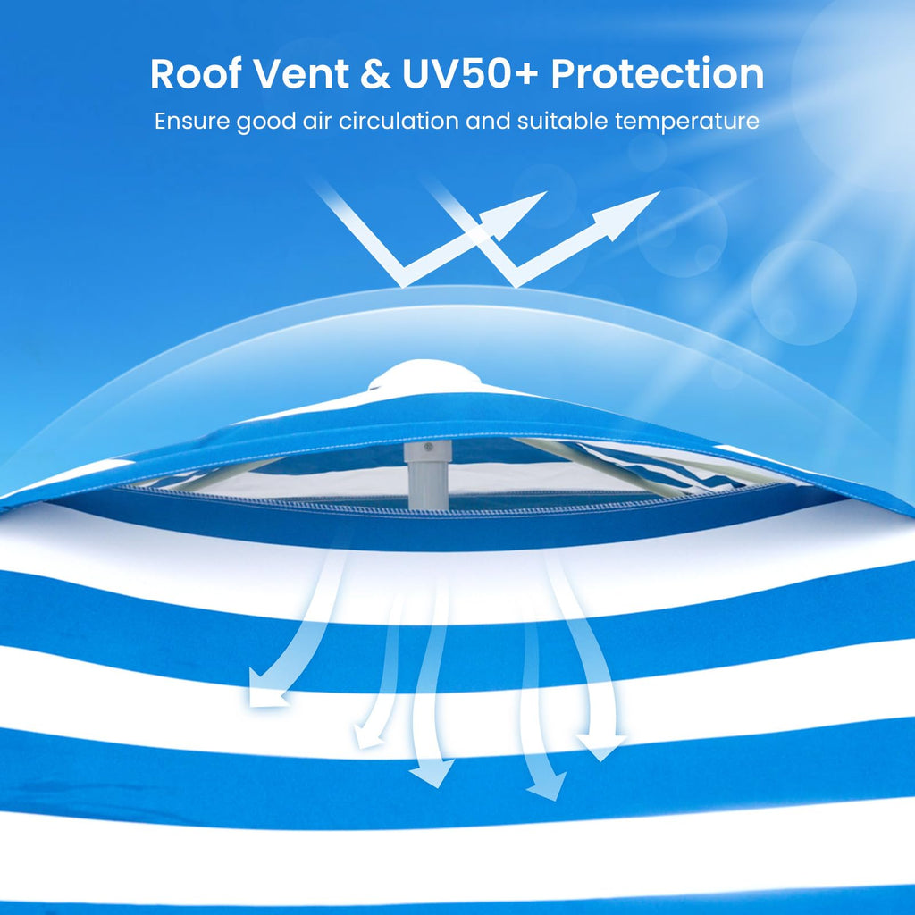 Grandekor Upgraded 6'  6' Pop Up Beach Canopy Tent For Family & Kids Upf 50+ Sun Shelter For Pool Camping With Sand Anchor Sidew