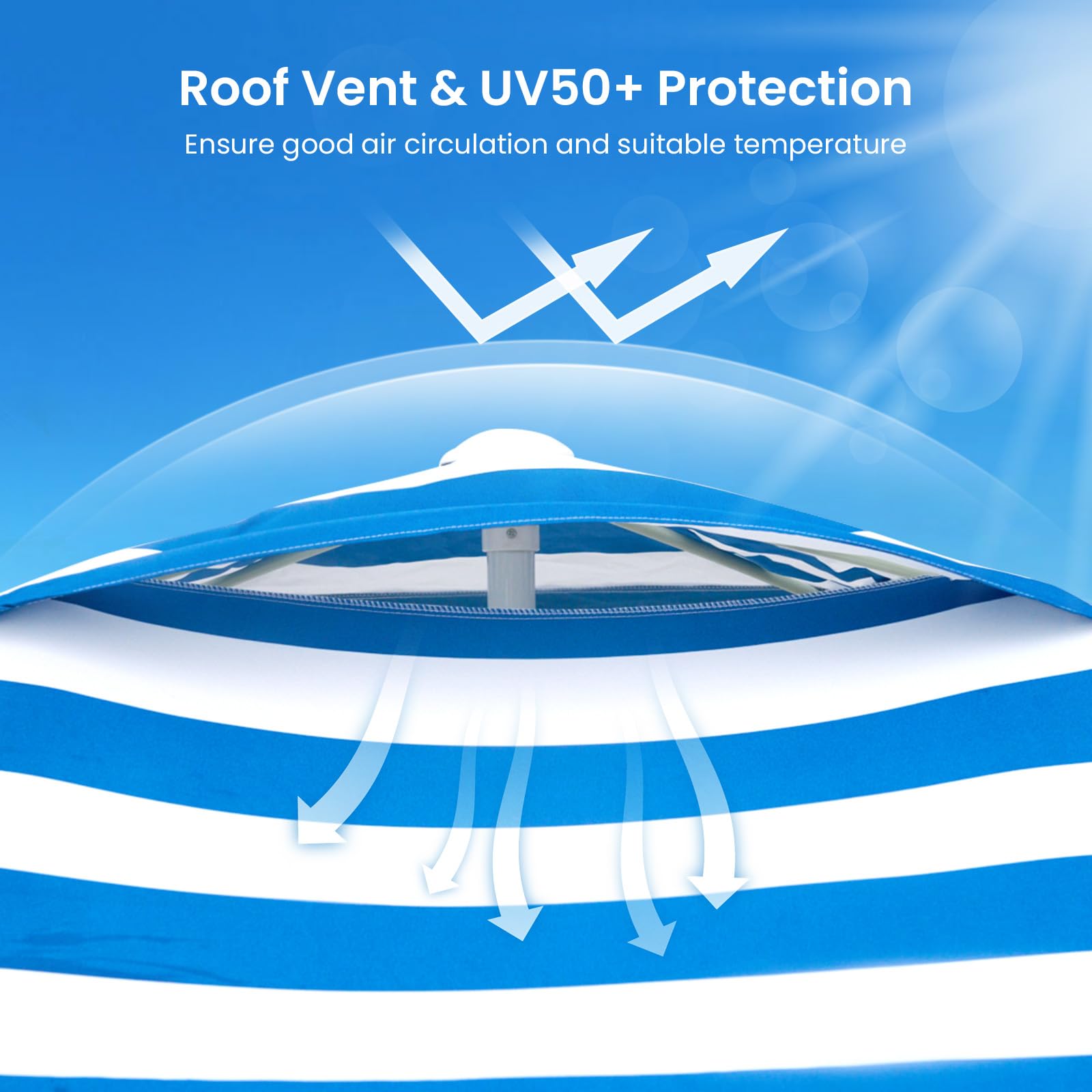 Grandekor Upgraded 6'  6' Pop Up Beach Canopy Tent For Family & Kids Upf 50+ Sun Shelter For Pool Camping With Sand Anchor Sidew