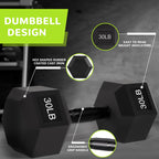 Fitvids Rubber Encased Exercise & Fitness Hex Dumbbell, Hand Weights With Anti-Slip Metal Handle For Home Gym, Multiple Sizes, 3