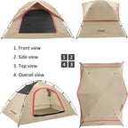 Vela Camping Tent For 2 Person, 4 Person, 6 Person - Waterproof Two Person Tents For Camping, Small Easy Up Tent For Family, Out