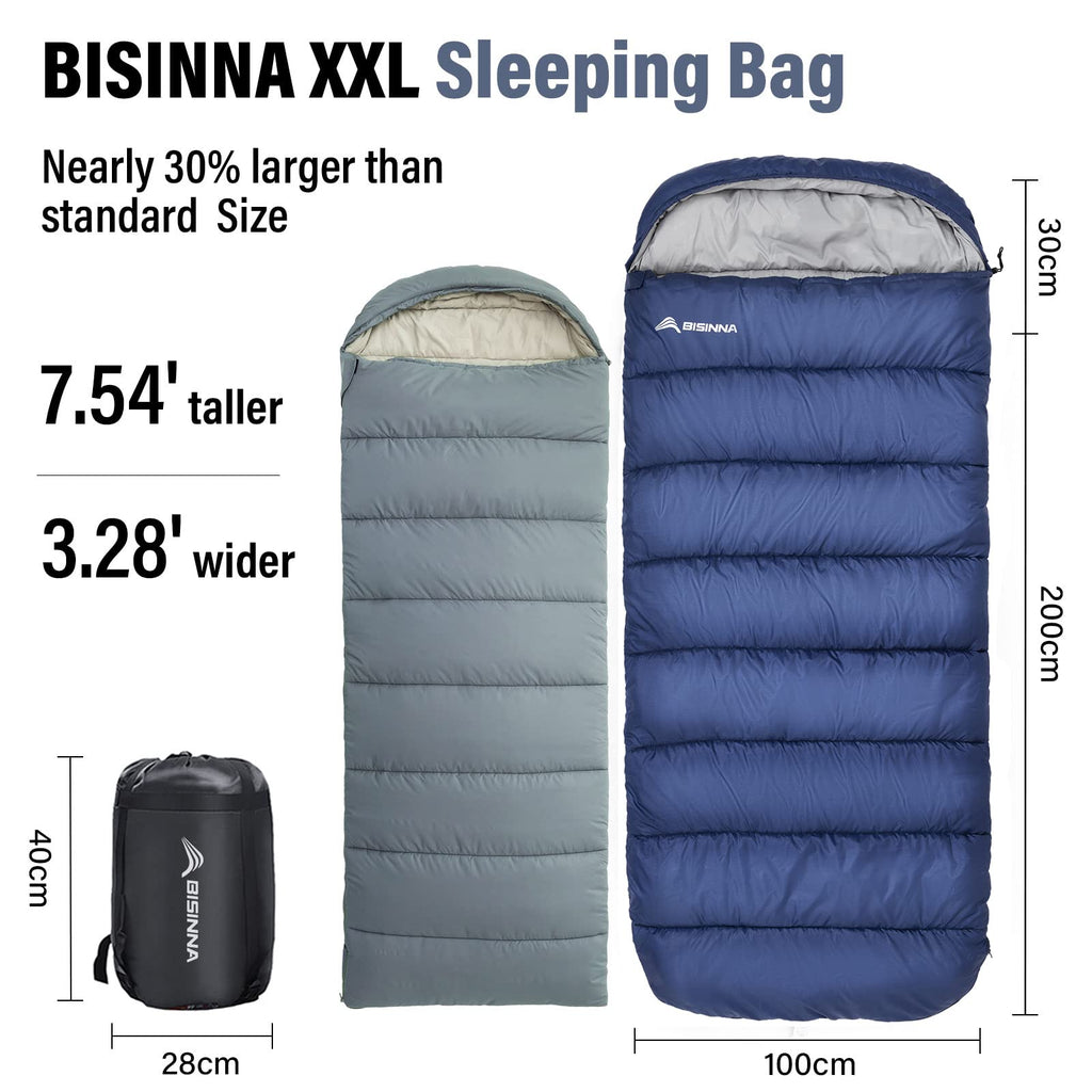 Bisinna Xxl Sleeping Bag(90.55X39.37) For Big And Tall Adults,3-4 Seasons Plus Size Warm And Comfortable Waterproof Lightweight