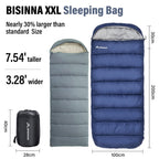 Bisinna Xxl Sleeping Bag(90.55X39.37) For Big And Tall Adults,3-4 Seasons Plus Size Warm And Comfortable Waterproof Lightweight