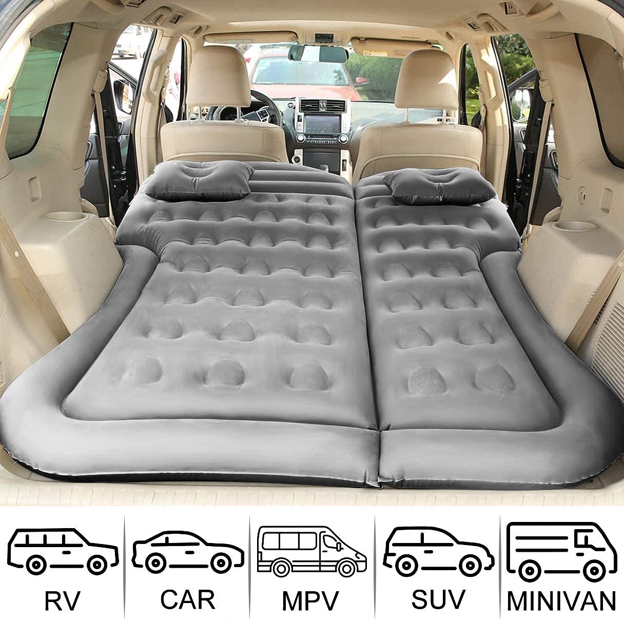 Saygogo Suv Air Mattress Camping Bed Cushion Pillow - Inflatable Thickened Car Air Bed With Air Pump Portable Sleeping Pad Mattr