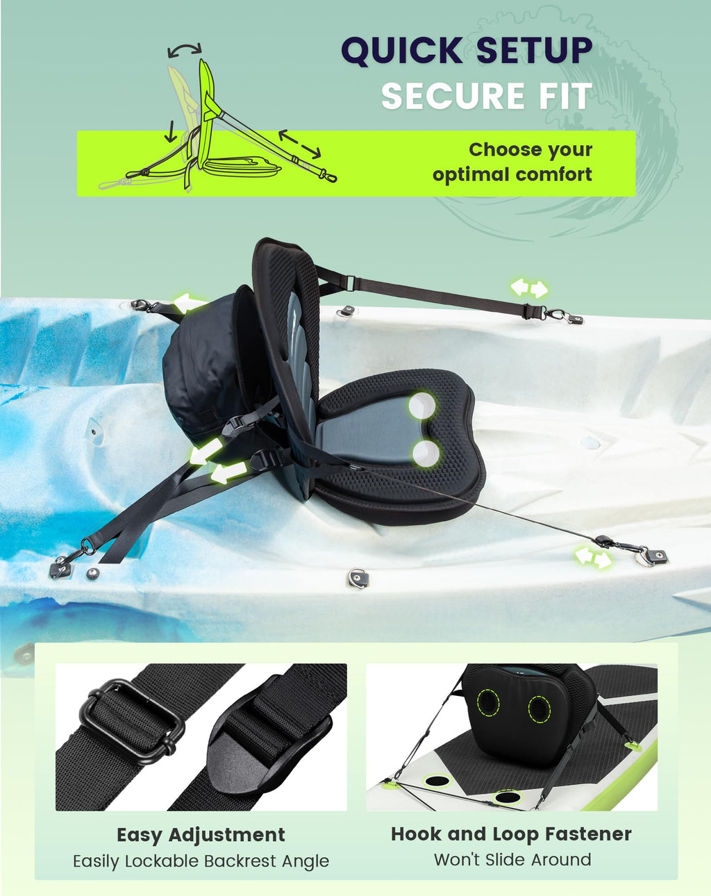 Brantmaker Kayak Seats With Back Support, Paddle Board Seat, Universal Thicken Cushion For Inflatable Paddleboard, Sup, Canoe, O