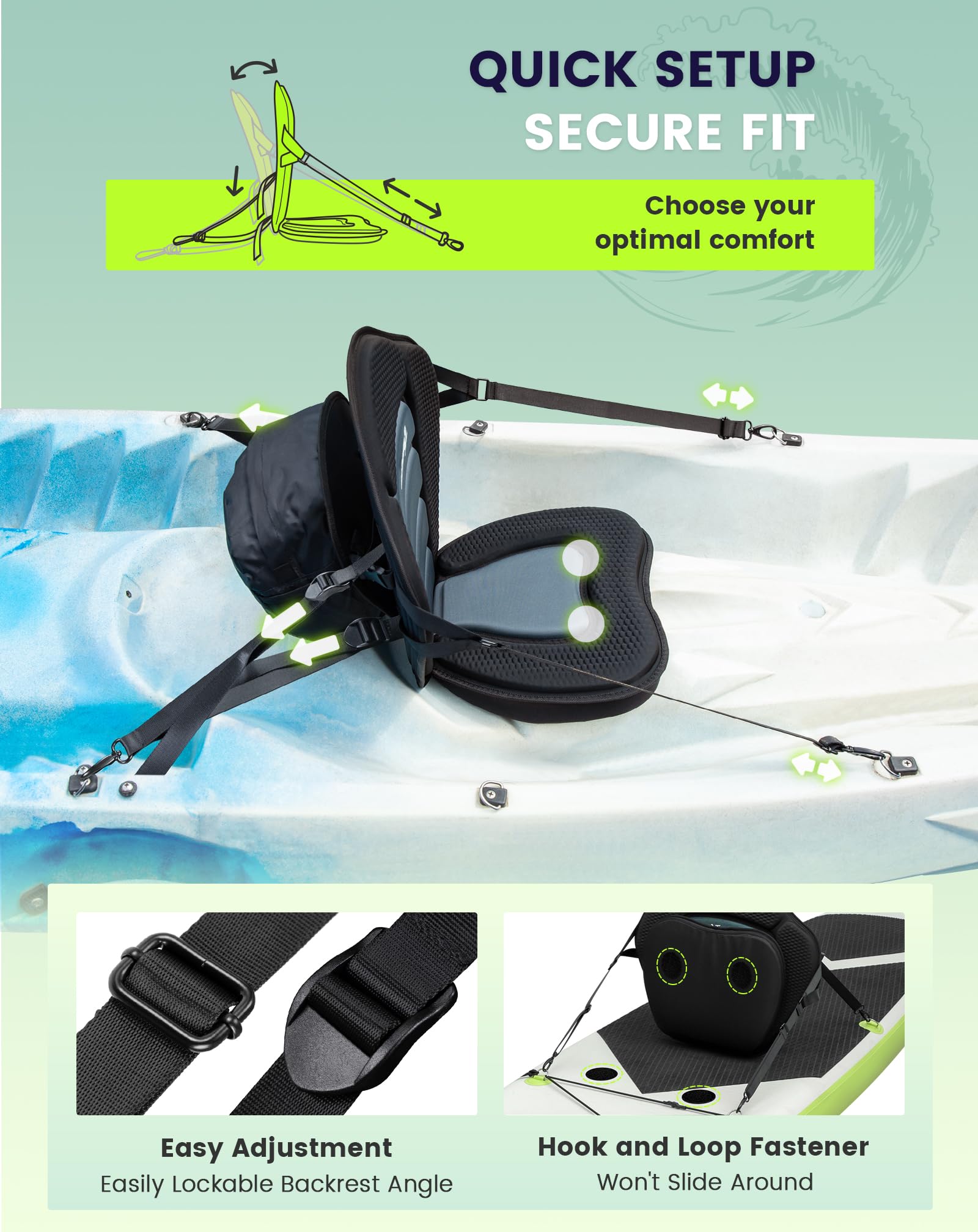 Brantmaker Kayak Seats With Back Support, Paddle Board Seat, Universal Thicken Cushion For Inflatable Paddleboard, Sup, Canoe, O