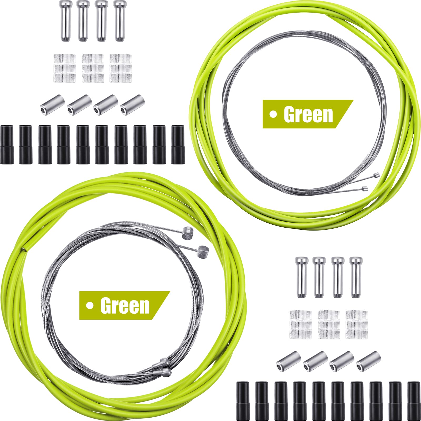 Boao Universal Bicycle Transmission Line Bicycle Shift Derailleur Cable and Brake Cable Kit for Mountain Road Bike Repair(Green)