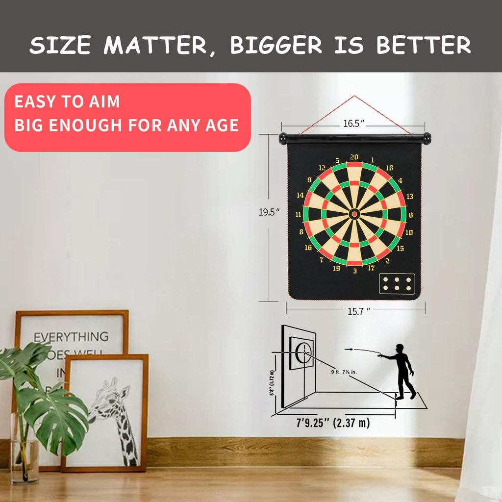 Cx L Sum Magnetic Dart Board, Indoor Outdoor Dart Games For Kids With 12Pcs Magnetic Darts, Safety Toy Games, Rollup Double Side