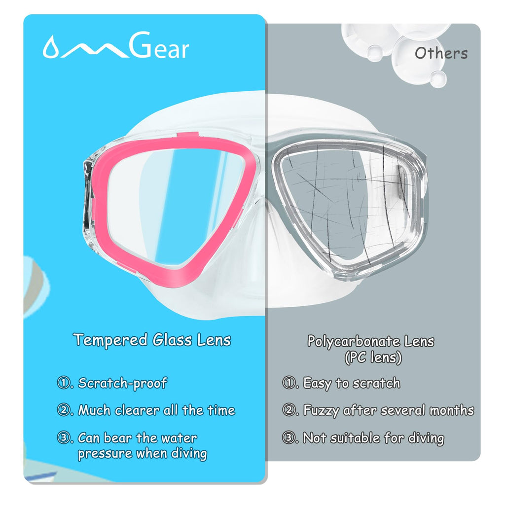Youth Diving Goggles Nose Cover Kids Scuba Mask Goggles Swim Kids Snorkeling Gear A Swim Mask With Neoprene Mask Pad (Pink)