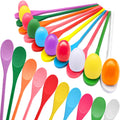 TOPLEE 20 Pcs Easter Egg and Spoon Race Game Set, 10 Players Balance Relay Easter Games Include 10 Eggs and Wooden Spoons for Ki