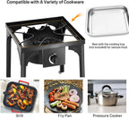 Happygrill Camping Stove Outdoor, High Pressure Single Burner Propane Gas Camp Stove W/Detachable Legs, 100,000 Btu Output, 0-20