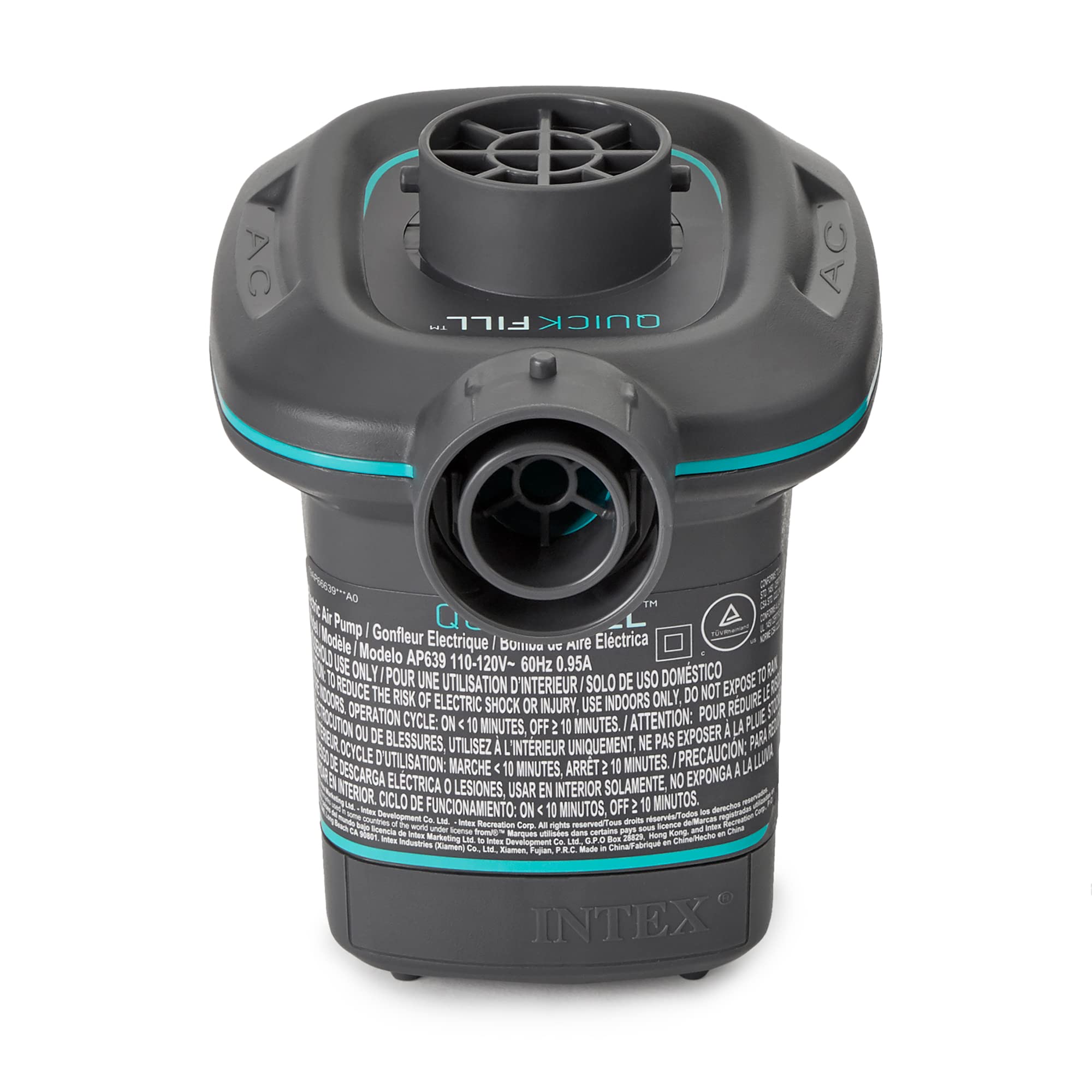 Intex 66639E Quickfill 120 Volt Ac Electric Pump: Inflates And Deflates Air Mattresses - Includes 3 Interrconnecting Nozzles - C