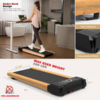 Walking Pad, High Grade Wood Under Desk Treadmill 300Lbs Capacity, Max 2.5 Hp Electric Treadmill For Home Office Installation-Fr