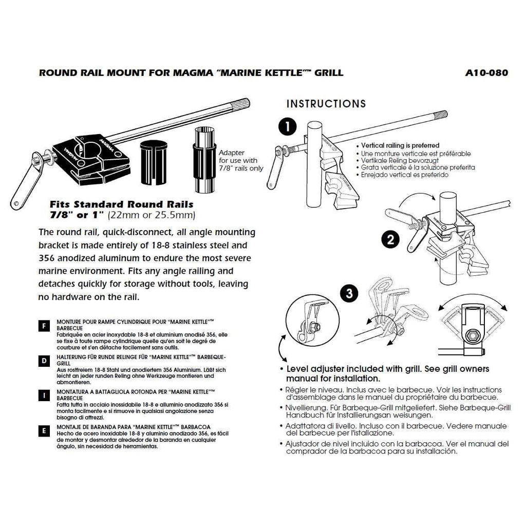 Magma Products, Marine Kettle Round Rail Mount, A10-080