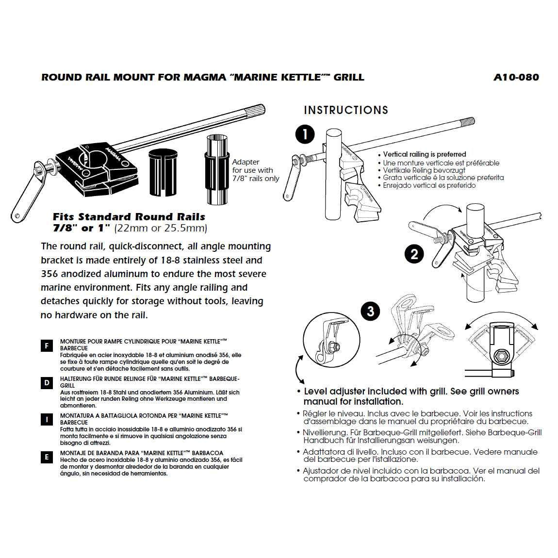 Magma Products, Marine Kettle Round Rail Mount, A10-080