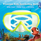 Kids Snorkel Swim Mask, Child Diving Mask Anti-Fog Swim Goggles With Nose Cover For Snorkeling Diving Swimming (Yellow)