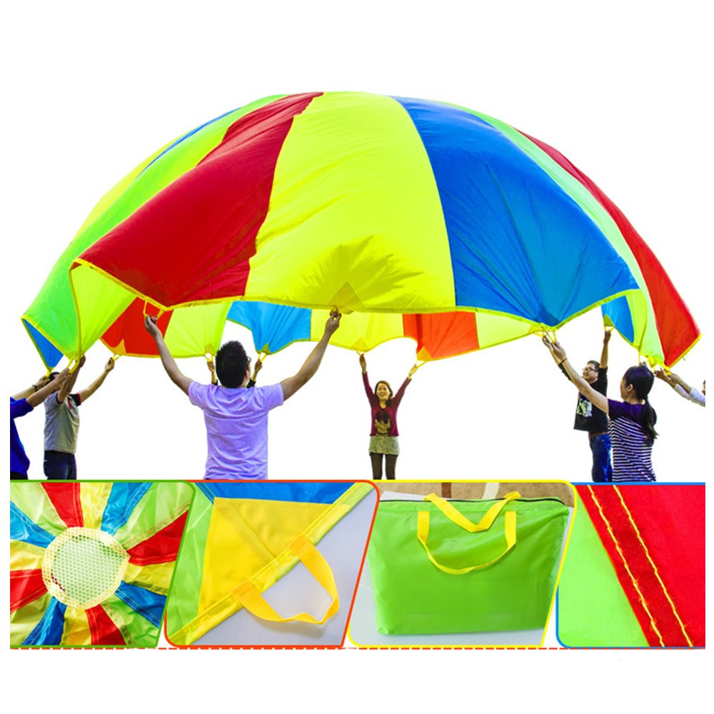 Sonyabecca Parachute For Kids 6' With 9 Handles Game Toy For Kids Play