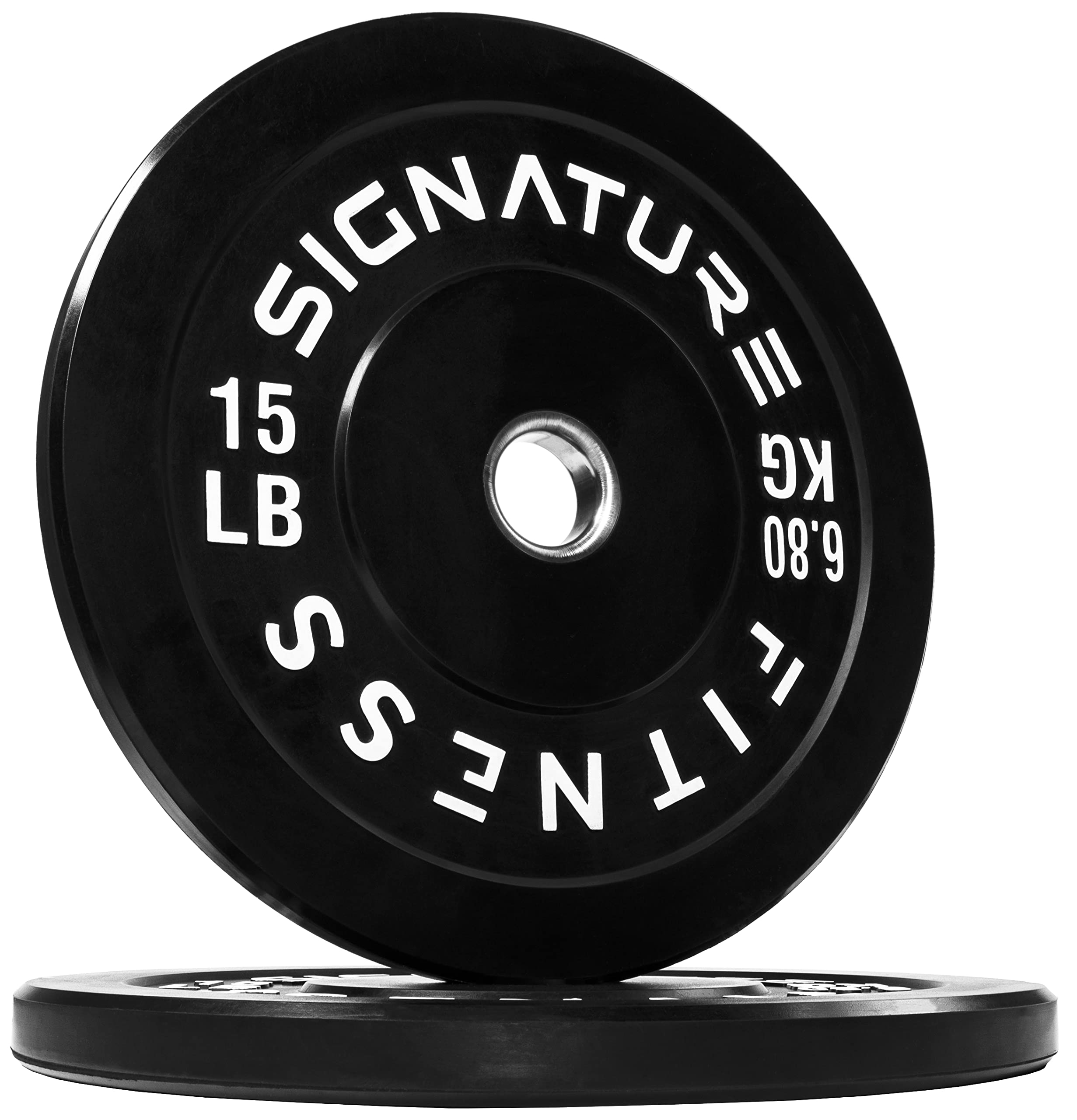 Fitvids 2'' Olympic Bumper Plate Weight Plates With Steel Hub, 15Lb, Pair