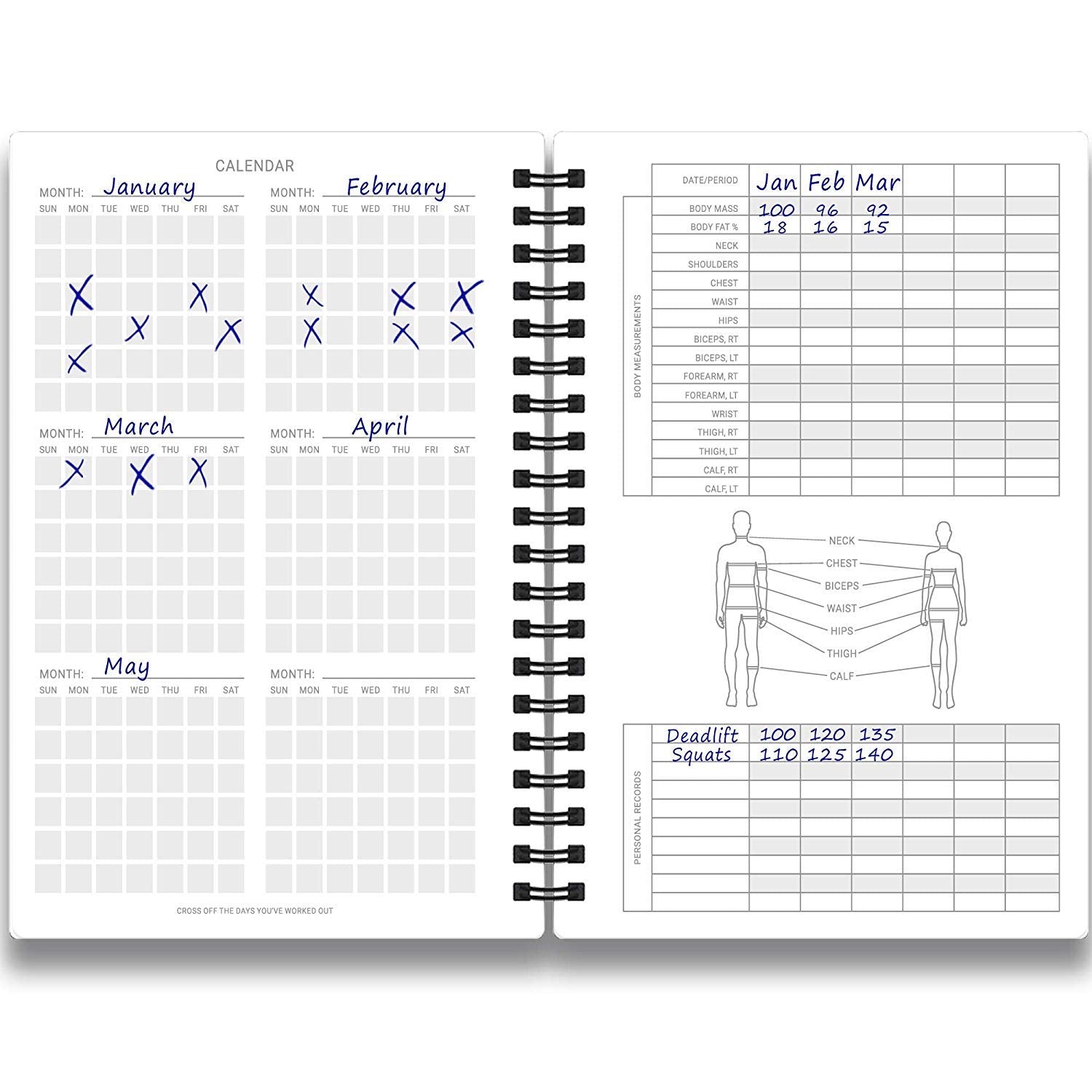 Undated Fitness Log Book & Workout Planner - Designed By Experts Gym Notebook, Workout Tracker, Exercise Journal For Men Women