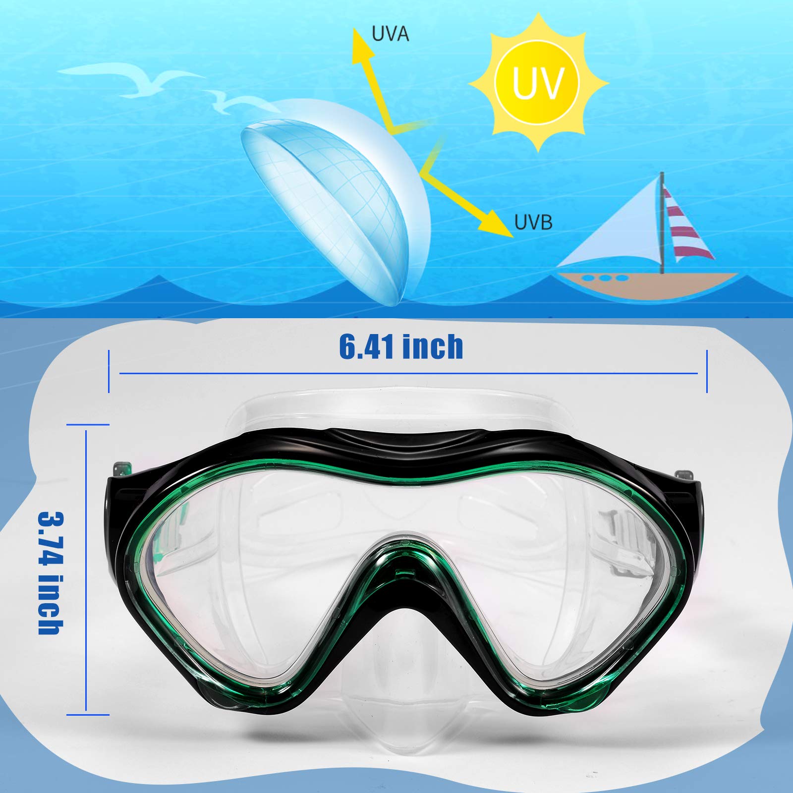 Fpxnb Kids Swim Mask, Swimming Goggles With Nose Cover, Snorkel Mask Diving Mask For Scuba Snorkeling, Anti-Fog Lens Waterproof