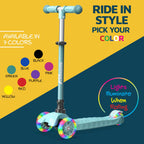 Lifemaster Kids Scooter - Children and Toddler 3 Wheel Kick Scooter - LED Wheel Lights Illuminate When Rolling- Adjustable Handl