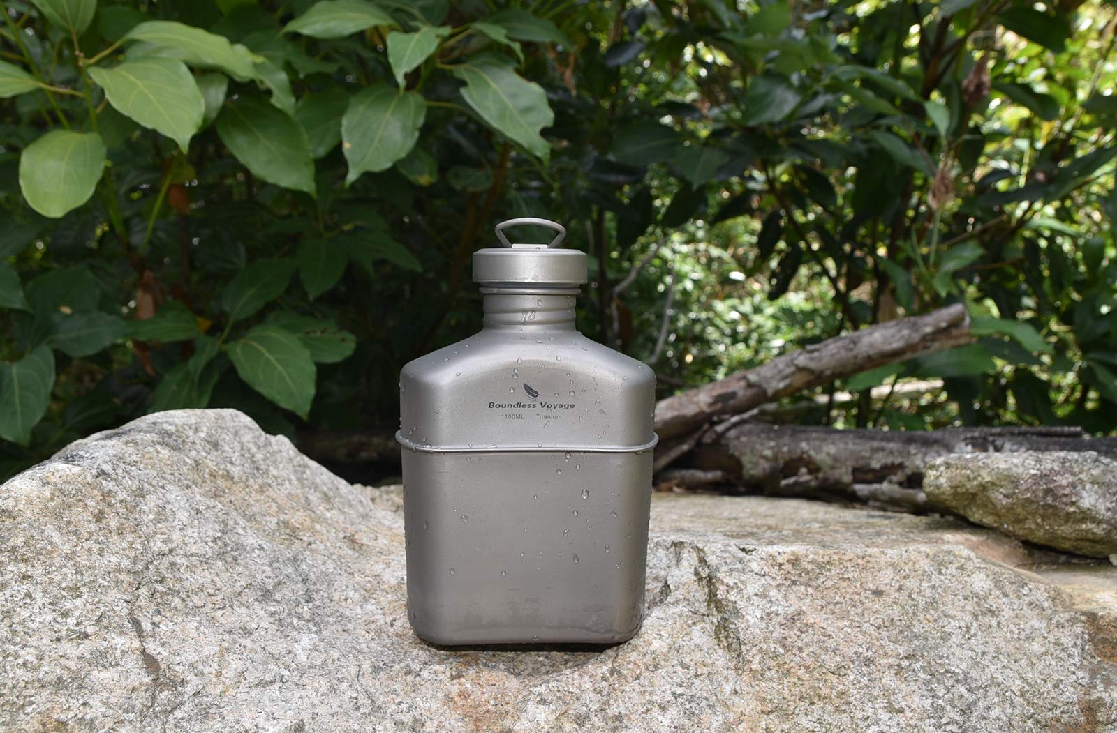 Boundless Voyage Titanium Military Canteen With Carry Bag Outdoor Camping Big Capacity Water Bottle Cup Pot Mess Kits 1100Ml Ti1