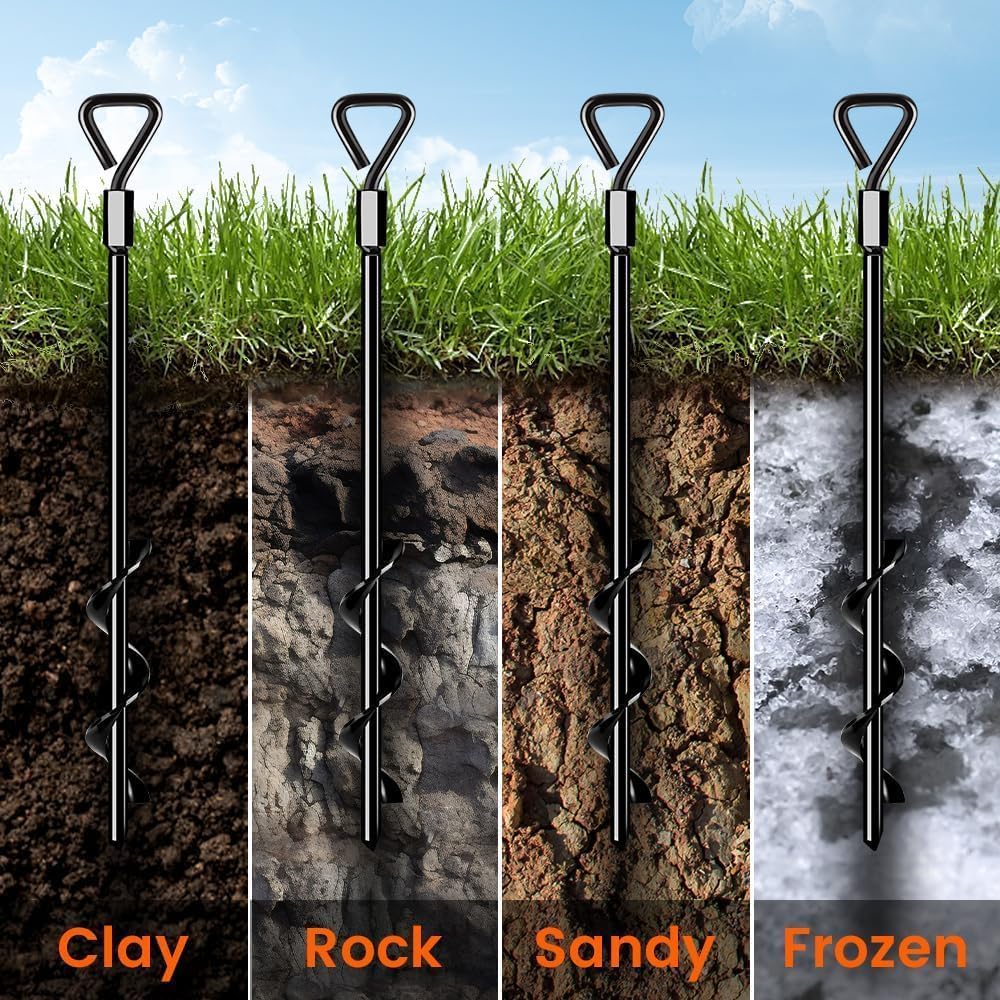 Ground Anchors Screw In Tent Stakes Heavy Duty Trampoline Stakes High Winds, Ground Anchors For Camping Tent, Canopies, Carports